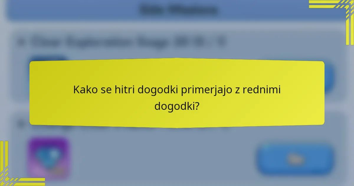 Kako se hitri dogodki primerjajo z rednimi dogodki?