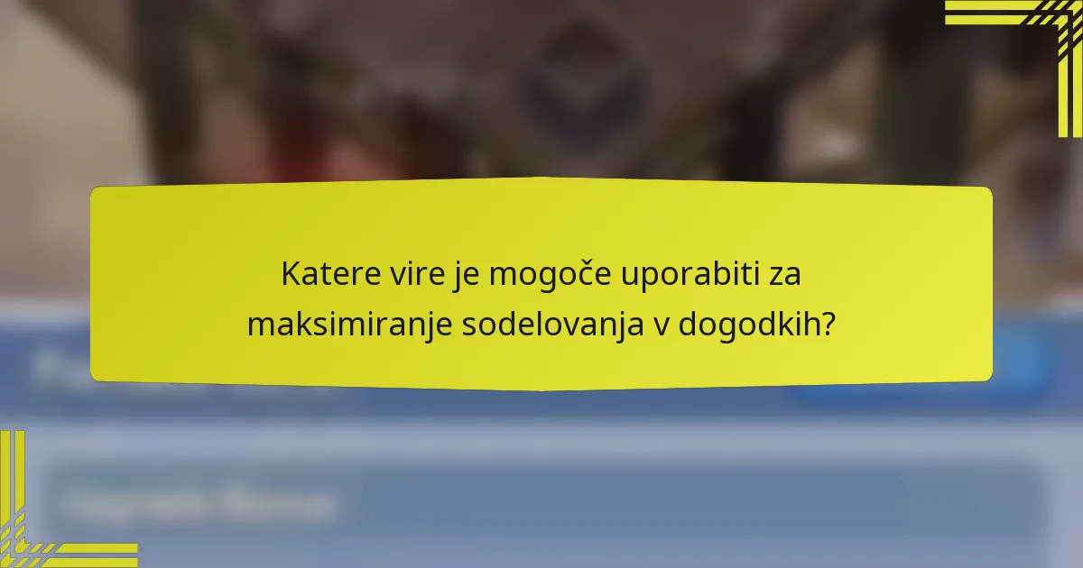 Katere vire je mogoče uporabiti za maksimiranje sodelovanja v dogodkih?